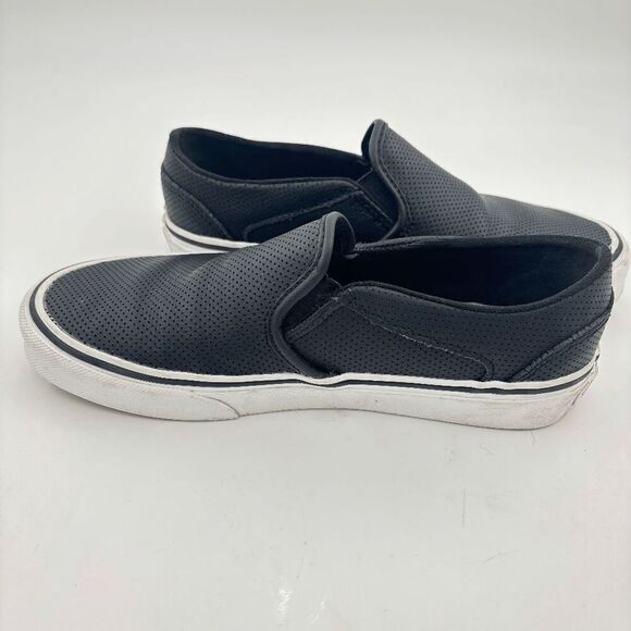 Vans Women's Asher Perforated Leather Slip On Sneaker Skate Shoes Black Size 6.0 - Picture 6 of 9
